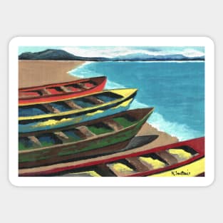 Boats In A Row Sticker